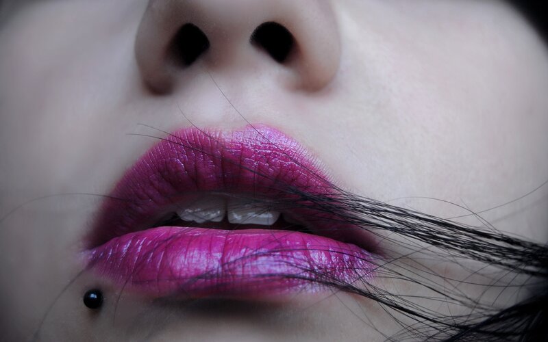 Close-up of Lips and Nose — Pink, Dramatic
