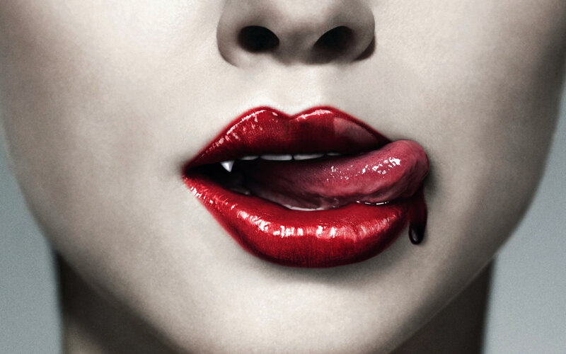 Close-up of Lips and Nose — Red, Dramatic