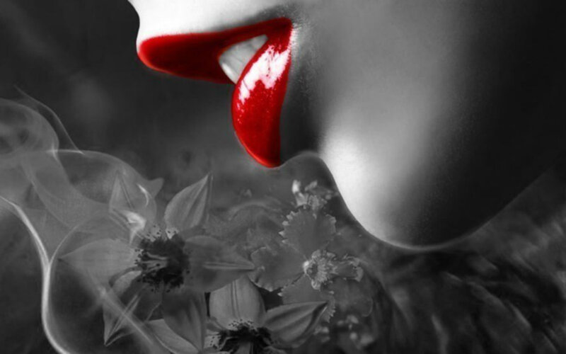 Close-up of Lips and Smoke