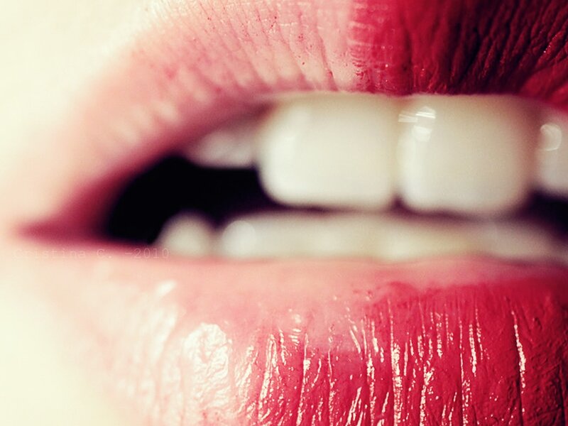 Close-up of Lips and Teeth — Red, Dramatic