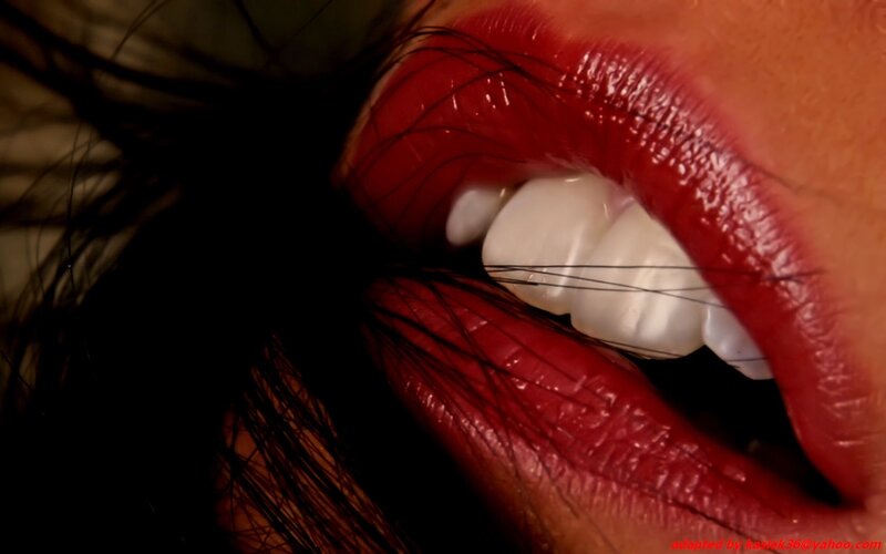 Close-up of Lips and Teeth — Red