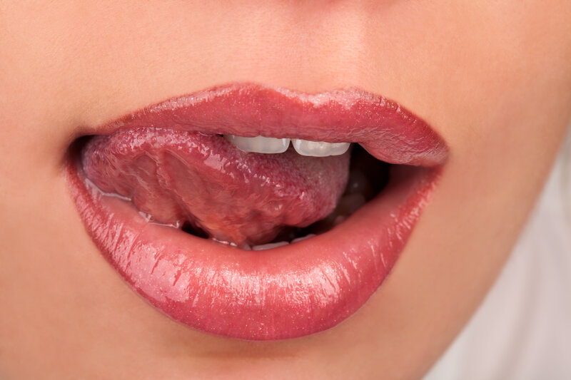 close-up of lips and tongue