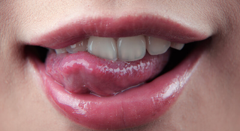 close-up of lips and tongue