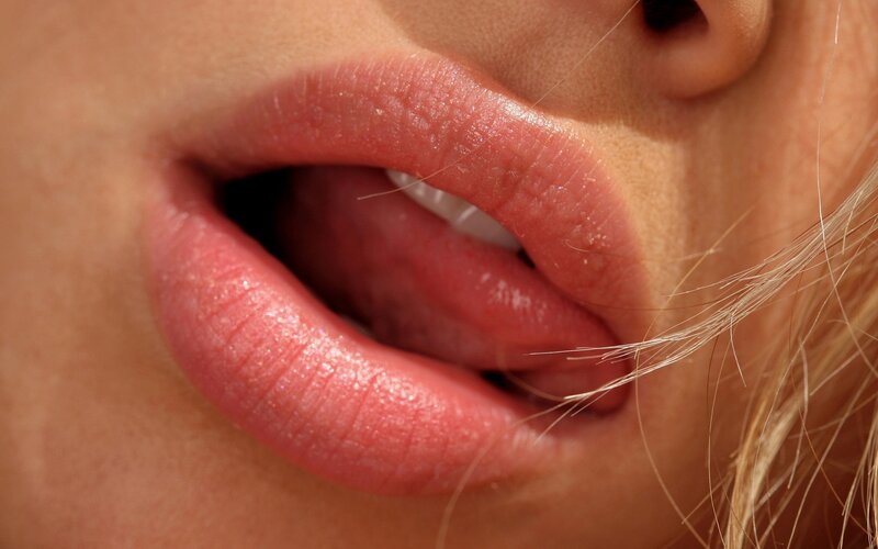 close-up of lips and tongue