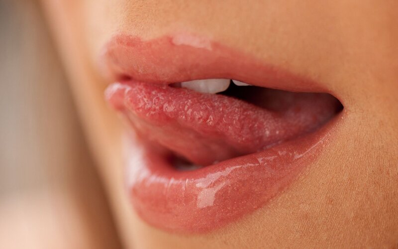 Close-up of Lips and Tongue — Pink, Neutral, Photograph, Teeth