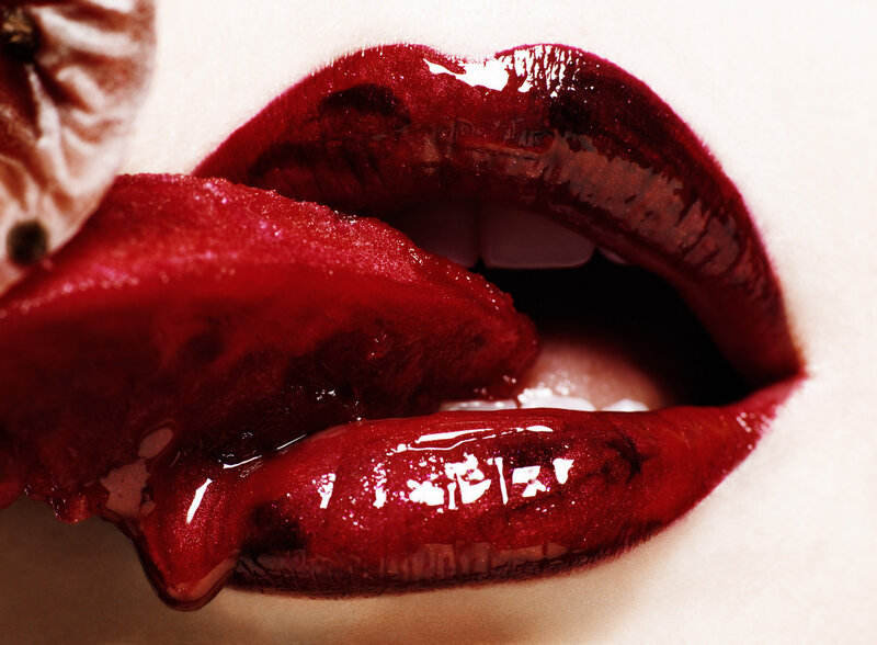 Close-up of Lips and Tongue — Red