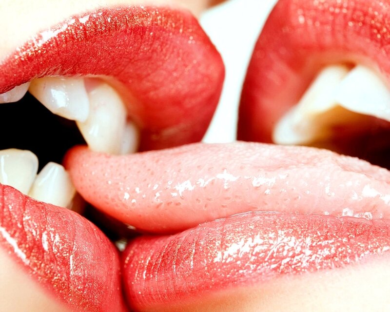 close-up of lips and tongue