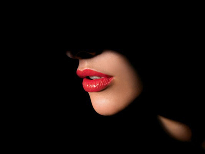 Close-up of Lips — Black, Dramatic, Photograph, Red Lipstick