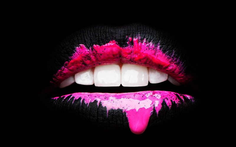 Close-up of Lips — Black, Dramatic, Photograph, Teeth, Lipstick