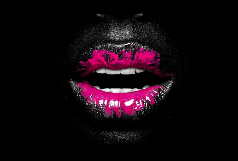 Close-up of Lips — Black, Dramatic, Photograph, Teeth, Makeup