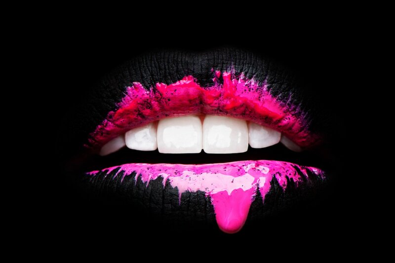 Close-up of Lips — Black, Dramatic, Photograph, Teeth