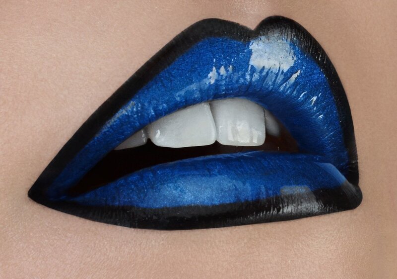 Close-up of Lips — Blue, Dramatic, Photograph