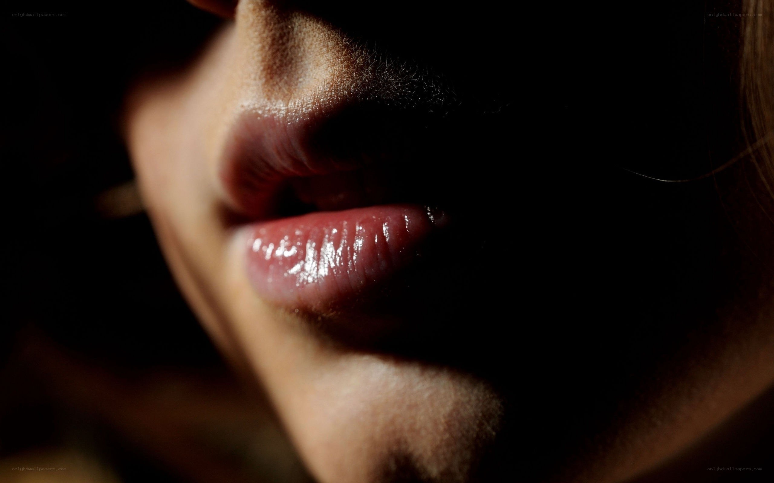 close-up of lips in shadow