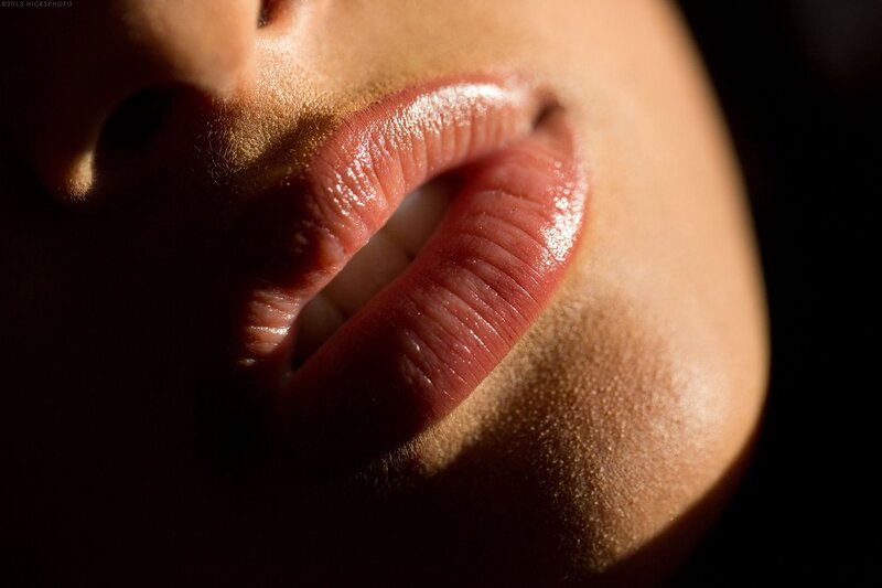 close-up of lips in sunlight