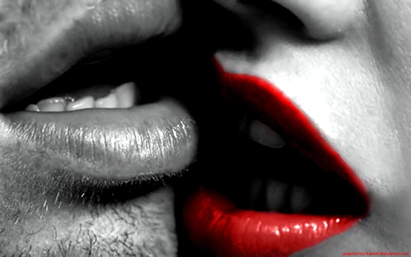 close-up of lips kissing