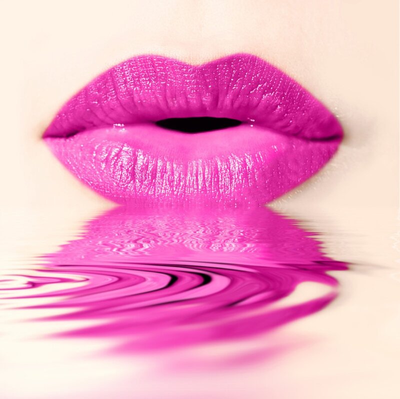 Close-up of Lips — Pink, Dramatic, Photograph, Reflection