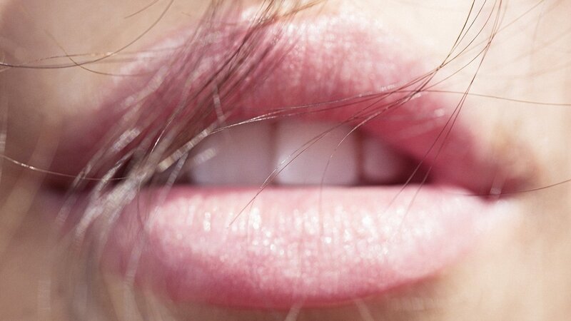 Close-up of Lips — Pink, Neutral, Photograph, Teeth, Hair