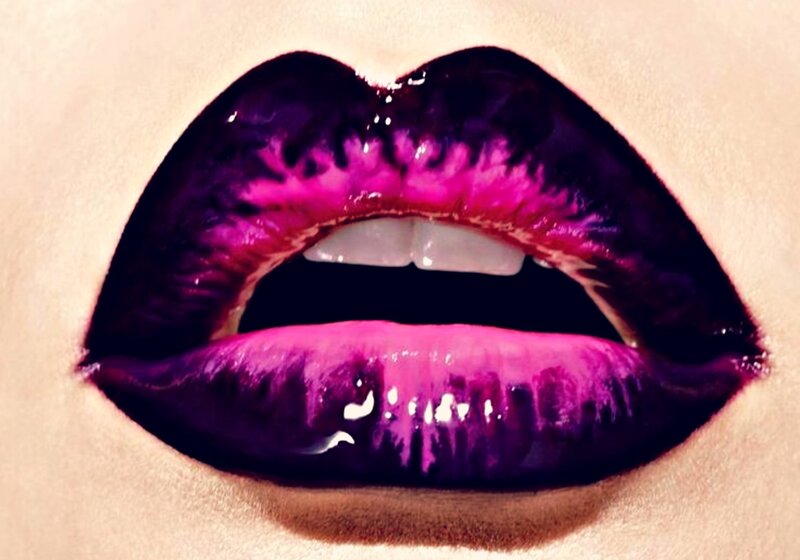 Close-up of Lips — Purple, Dramatic, Photograph, Teeth