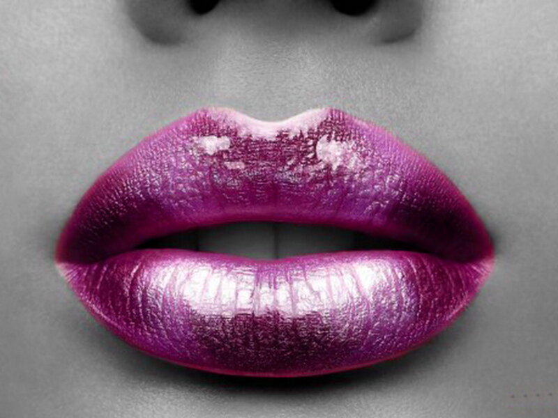 Close-up of Lips — Purple, Dramatic, Photograph