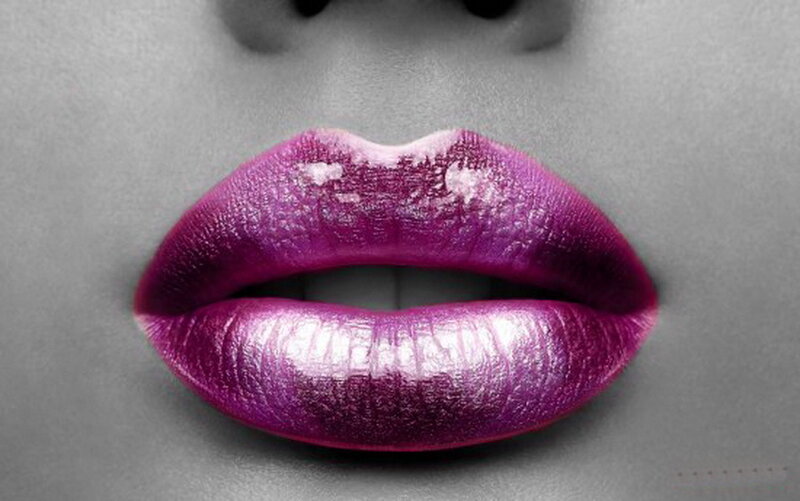 Close-up of Lips — Purple, Dramatic