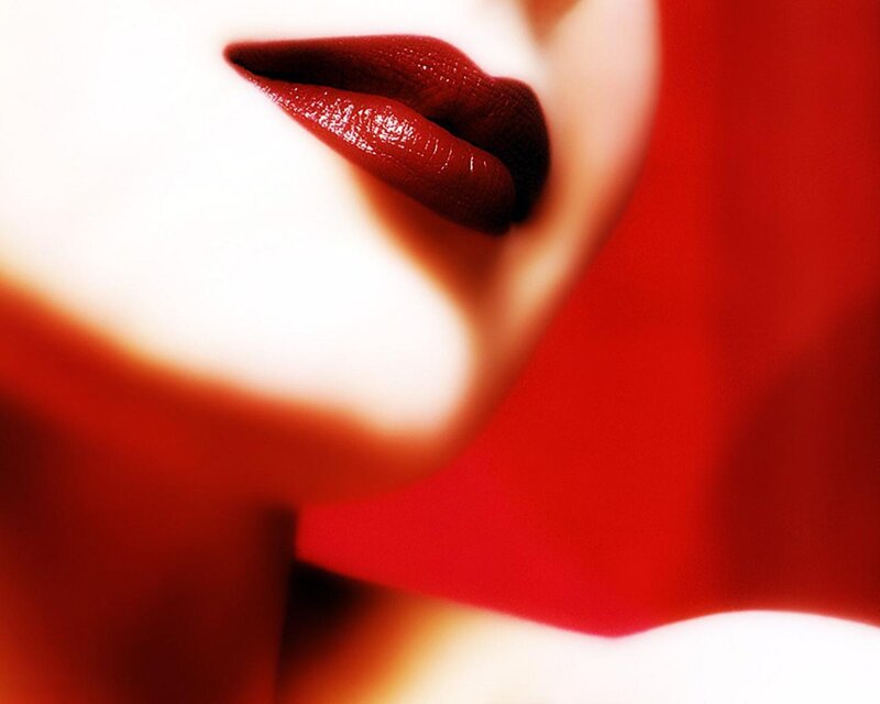 Close-up of Lips — Red, Dramatic, Photograph, Face, White