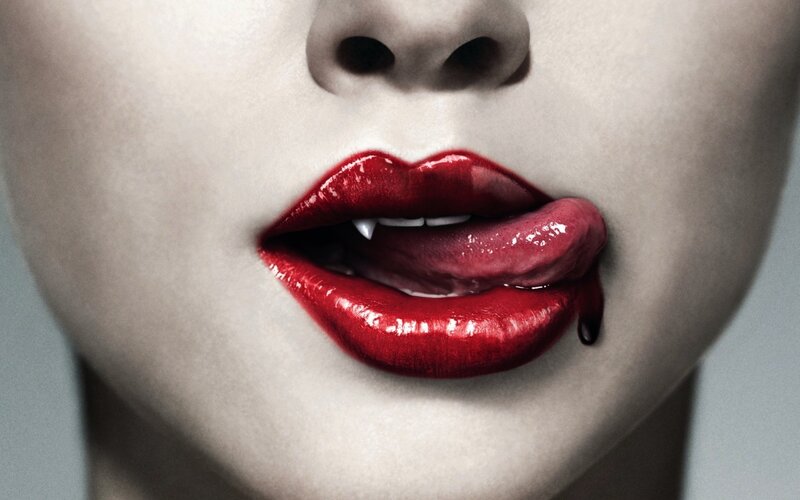Close-up of Lips — Red, Dramatic, Photograph, Fangs