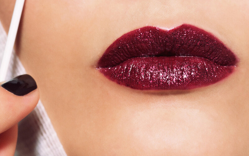 Close-up of Lips — Red, Dramatic, Photograph, Hand