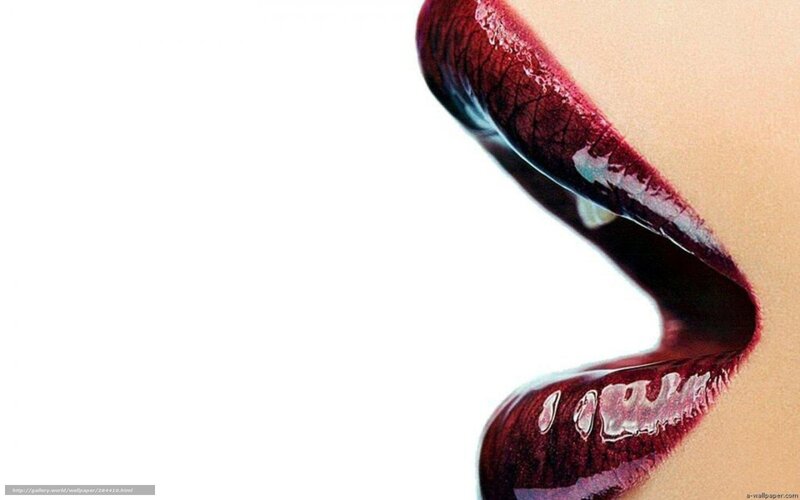 Close-up of Lips — Red, Dramatic, Photograph, Lipstick, White Background