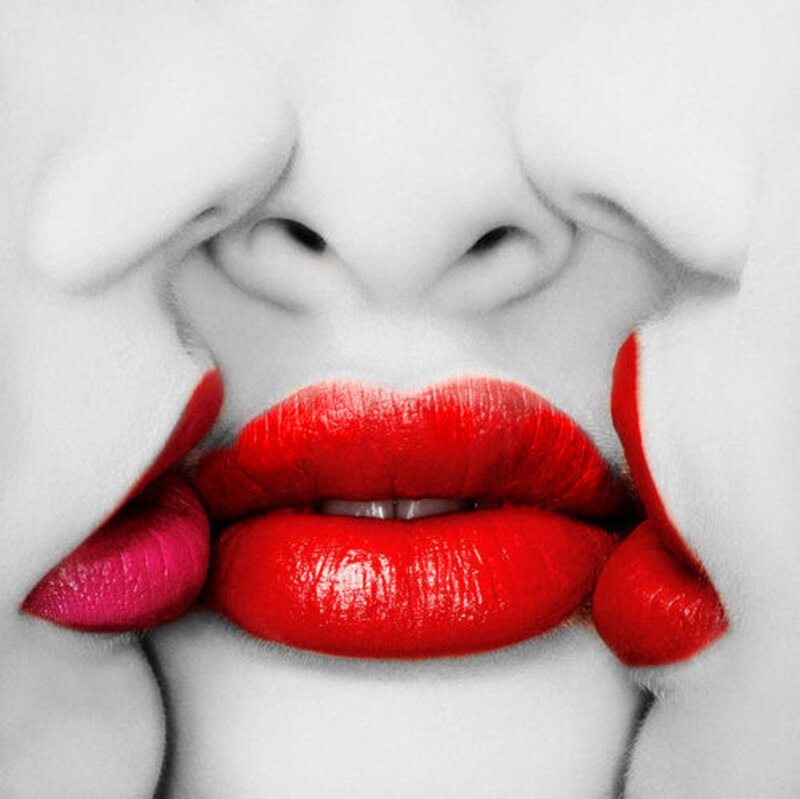Close-up of Lips — Red, Dramatic, Photograph, Nose