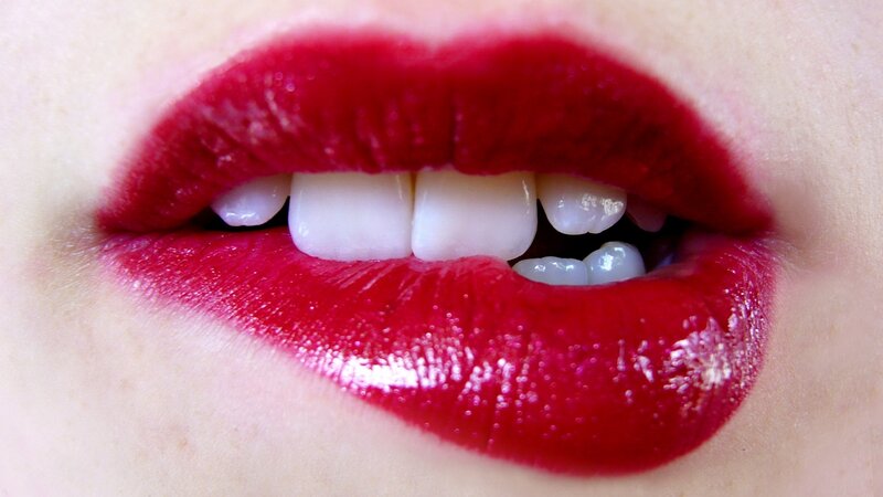 Close-up of Lips — Red, Dramatic, Photograph, Teeth, Red Lipstick