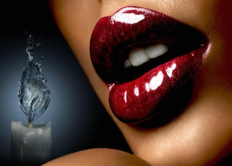 Close-up of Lips — Red, Dramatic, Photograph