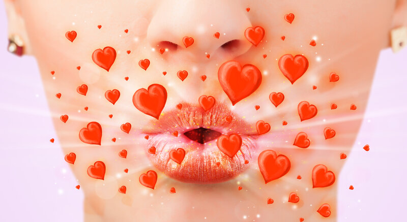 Close-up of Lips — Red, Romantic, Digital Art