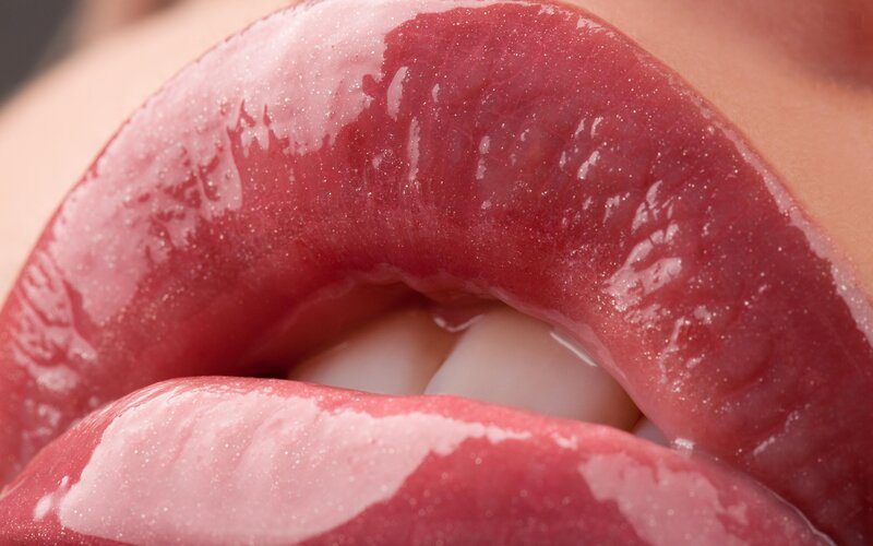 Close-up of Lips — Red, Teeth