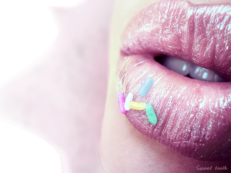 close-up of lips with candy sprinkles