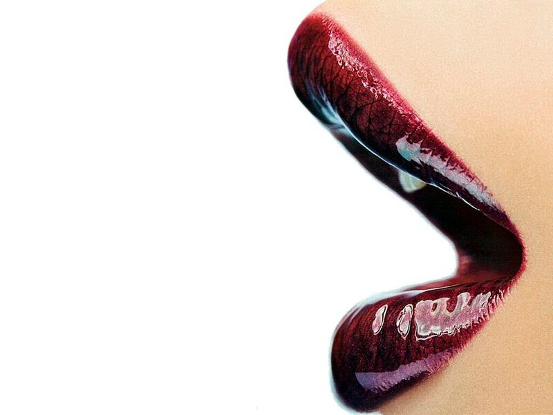 close-up of lips with dark lipstick
