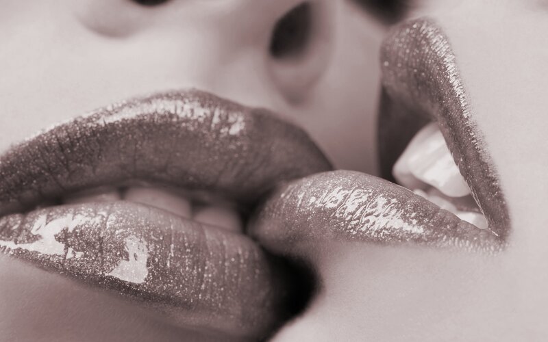 close-up of lips with glitter
