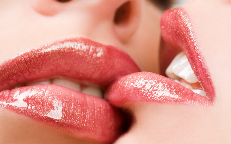 close-up of lips with gloss