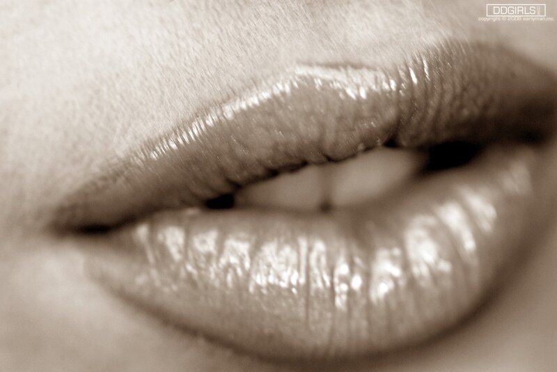 close-up of lips with gloss