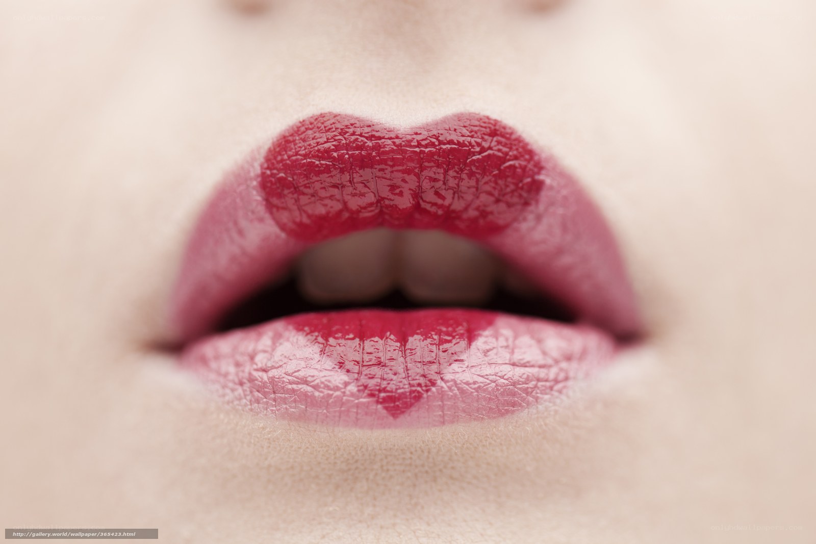 close-up of lips with heart shape