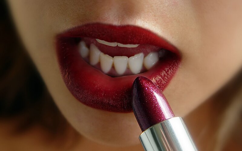 close-up of lips with lipstick