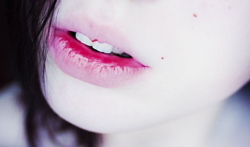 close-up of lips with lipstick