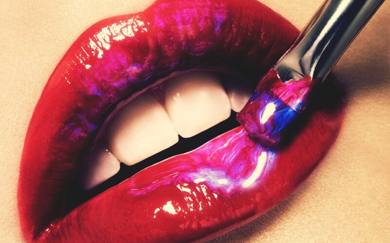 close-up of lips with lipstick