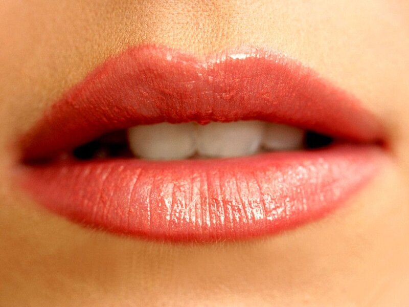 close-up of lips with lipstick