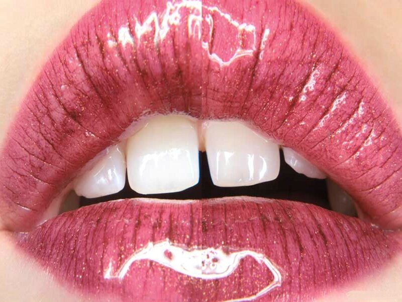close-up of lips with lipstick