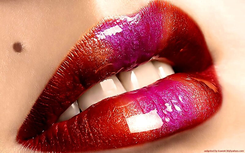 close-up of lips with lipstick