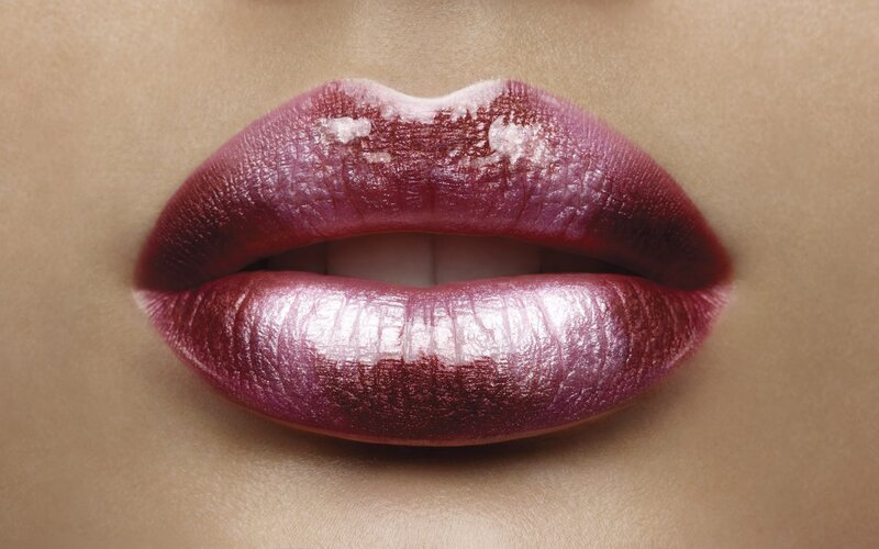 close-up of lips with lipstick