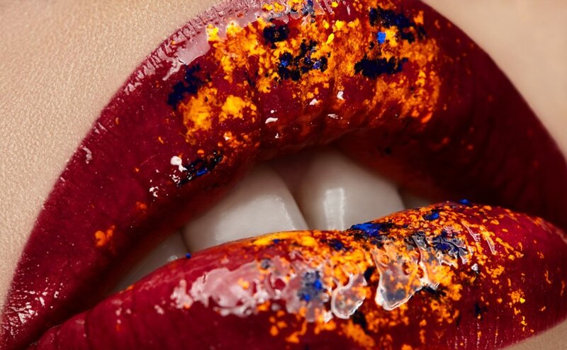 Close-up of Lips with Makeup