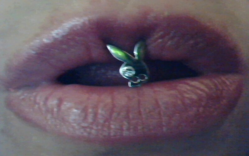 Close-up of Lips with Piercing — Pink