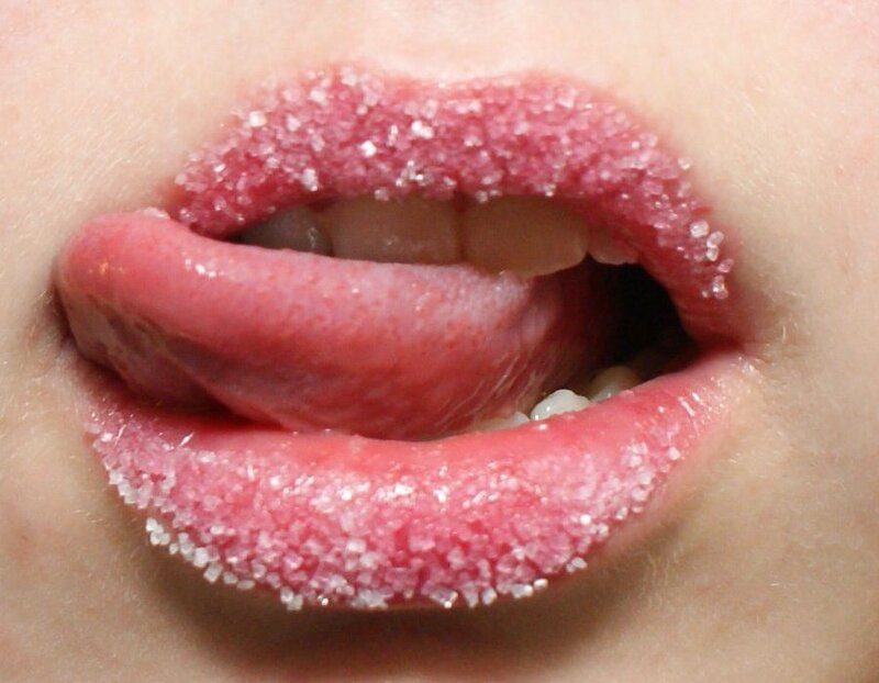 Close-up of Lips with Sugar