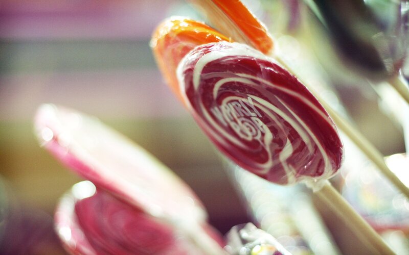 Close-up of lollipops